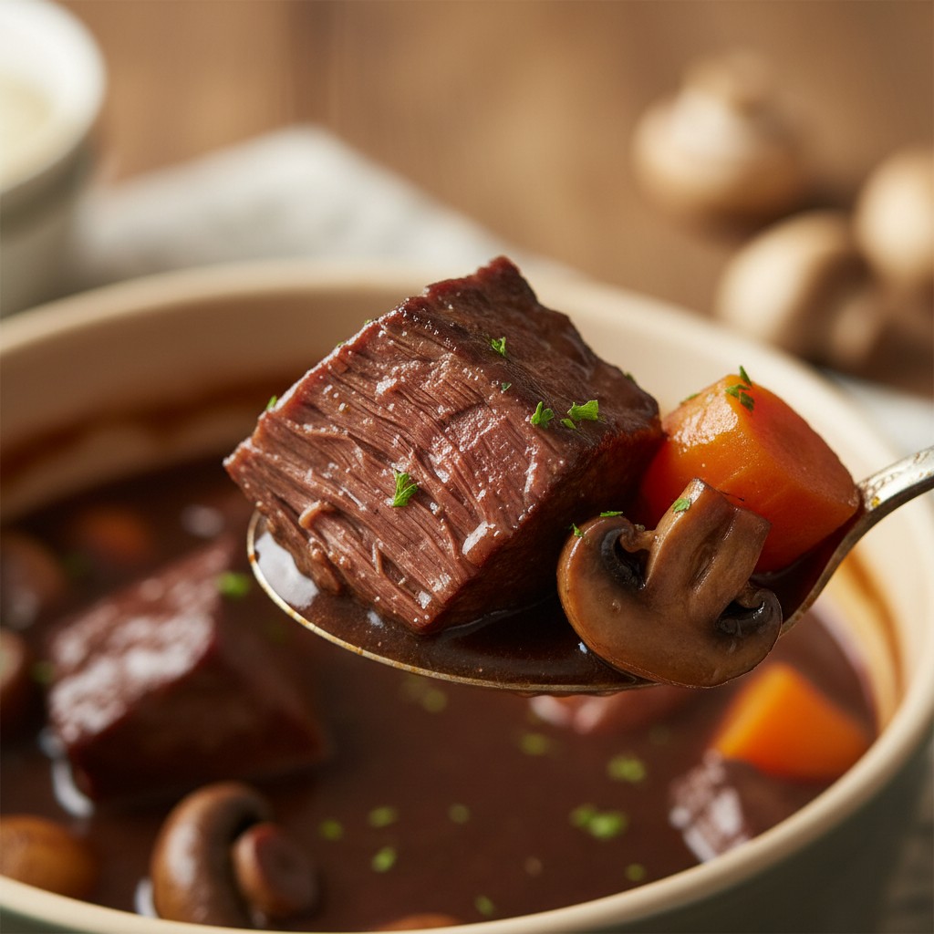 How to Cook a Perfect Beef Bourguignon close-up