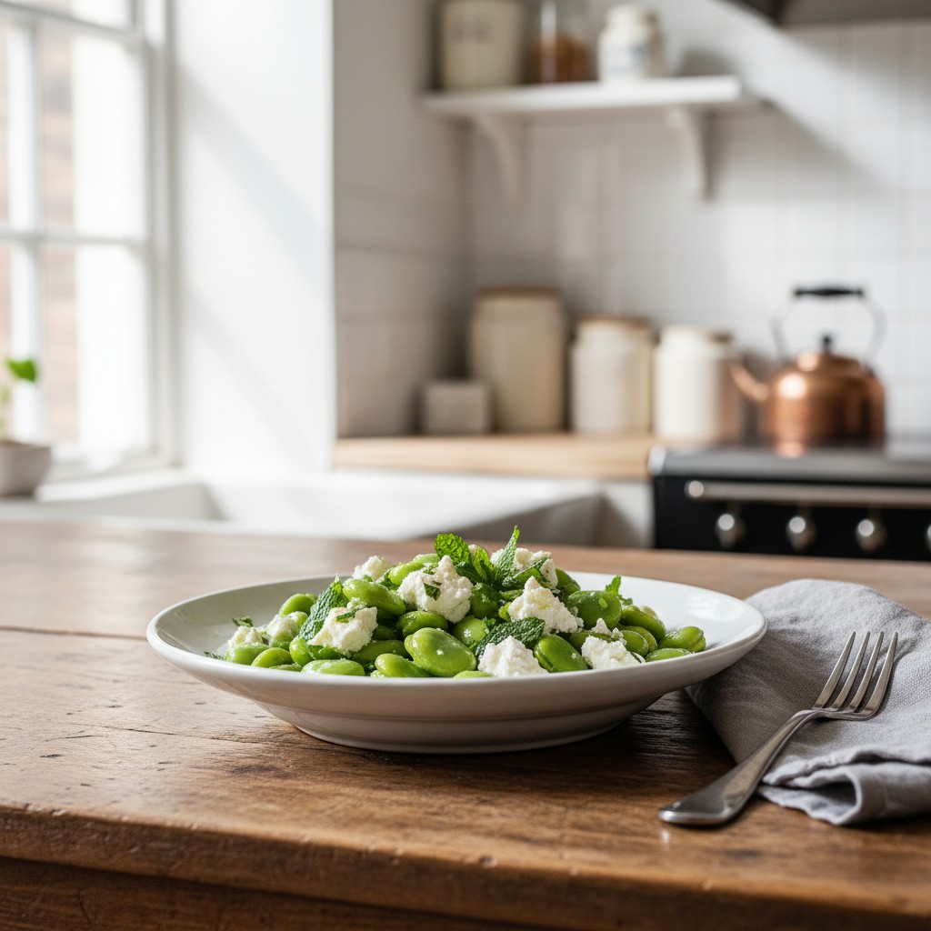 A Proper Broad Bean Salad with Mint and Feta