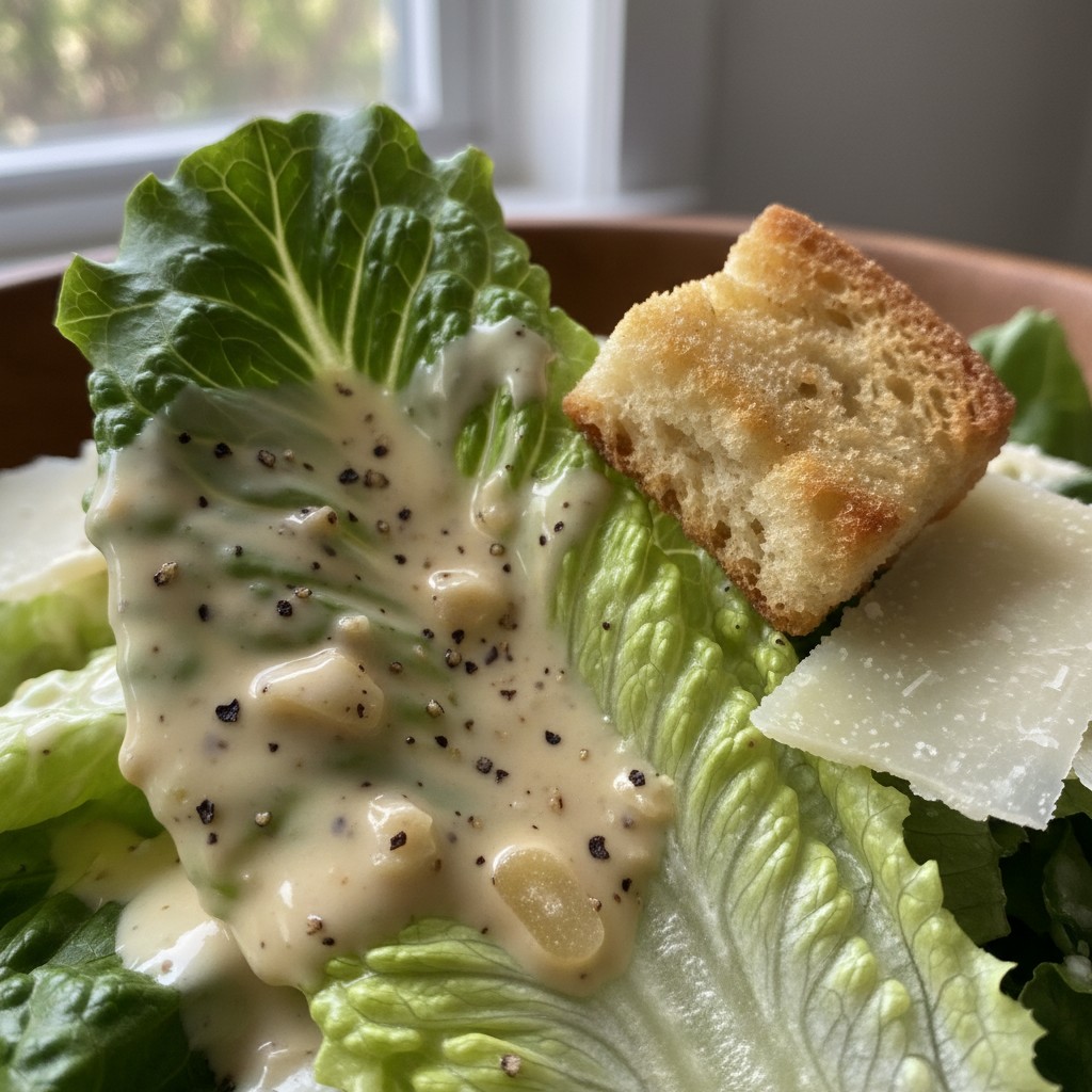A Proper Caesar Salad, Made from Scratch close-up