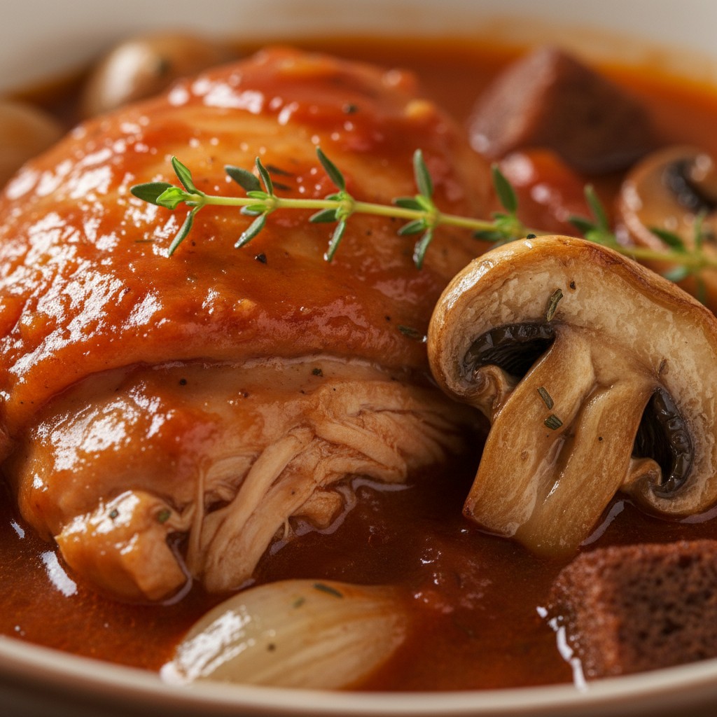 Classic Chicken Marengo close-up