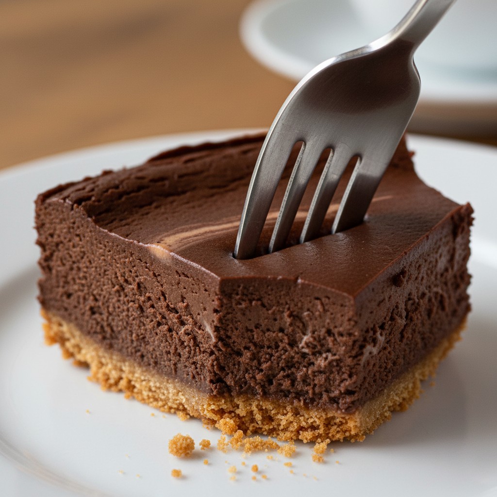 A Truly Classic Baked Chocolate Cheesecake close-up