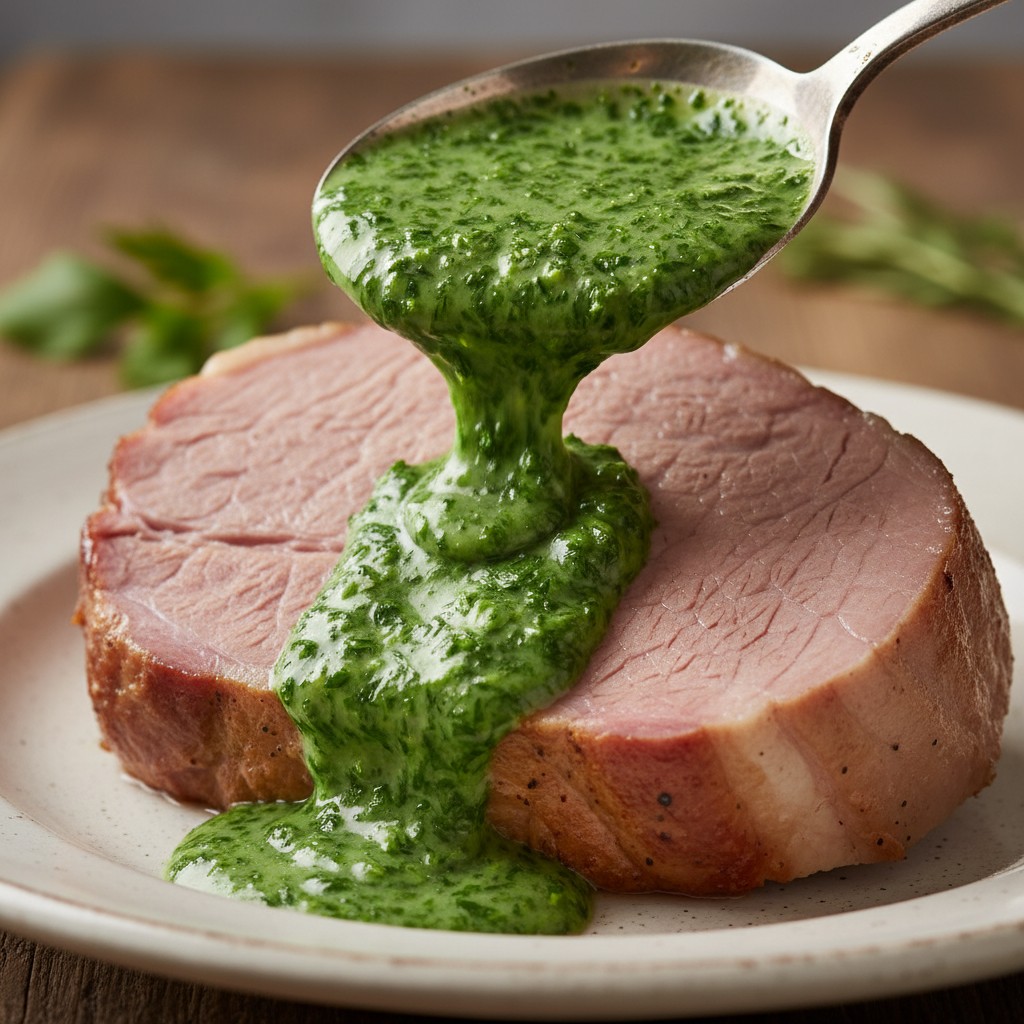 My Classic Gammon in Cider with Parsley Sauce close-up
