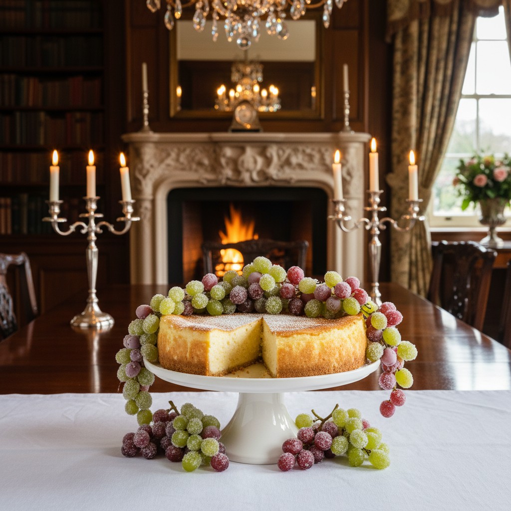 My Classic Baked Lemon Cheesecake with Frosted Grapes