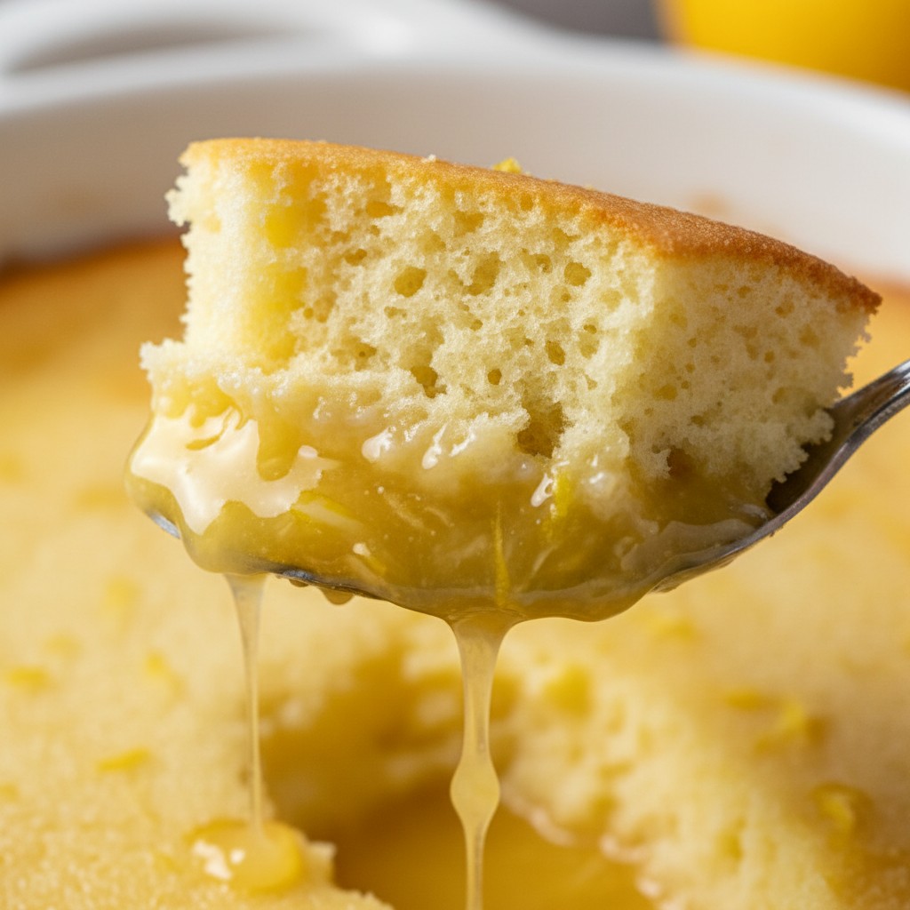A Truly Magical Lemon Surprise Pudding close-up