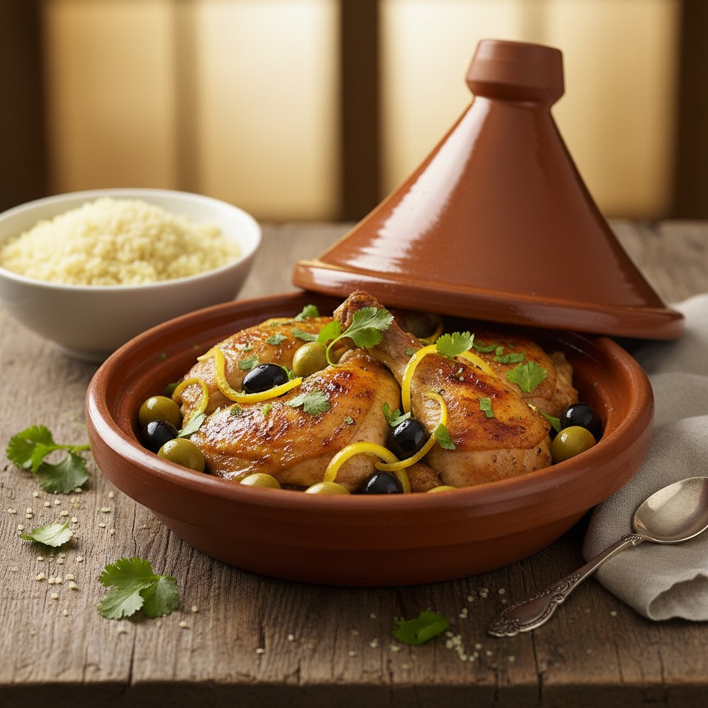 A Classic Moroccan Chicken with Preserved Lemons and Olives