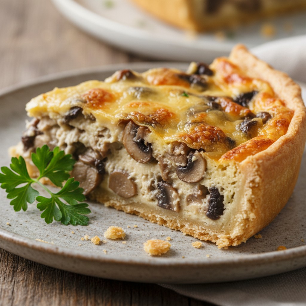 How to Make the Perfect Mushroom Quiche close-up