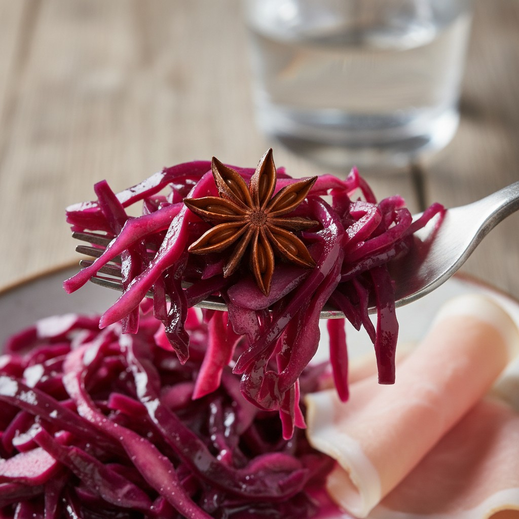 Christmas-Spiced Pickled Red Cabbage close-up