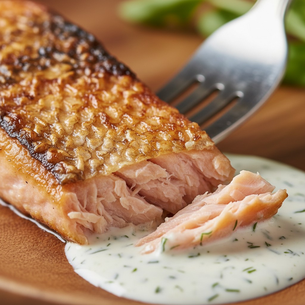 Perfect Pan-Seared Salmon with Asparagus close-up