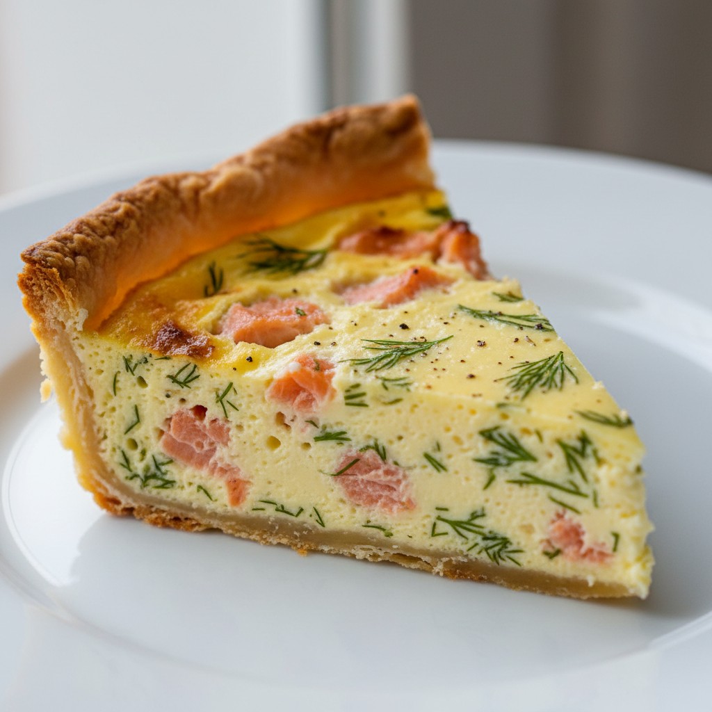 My Classic Smoked Salmon and Dill Quiche close-up