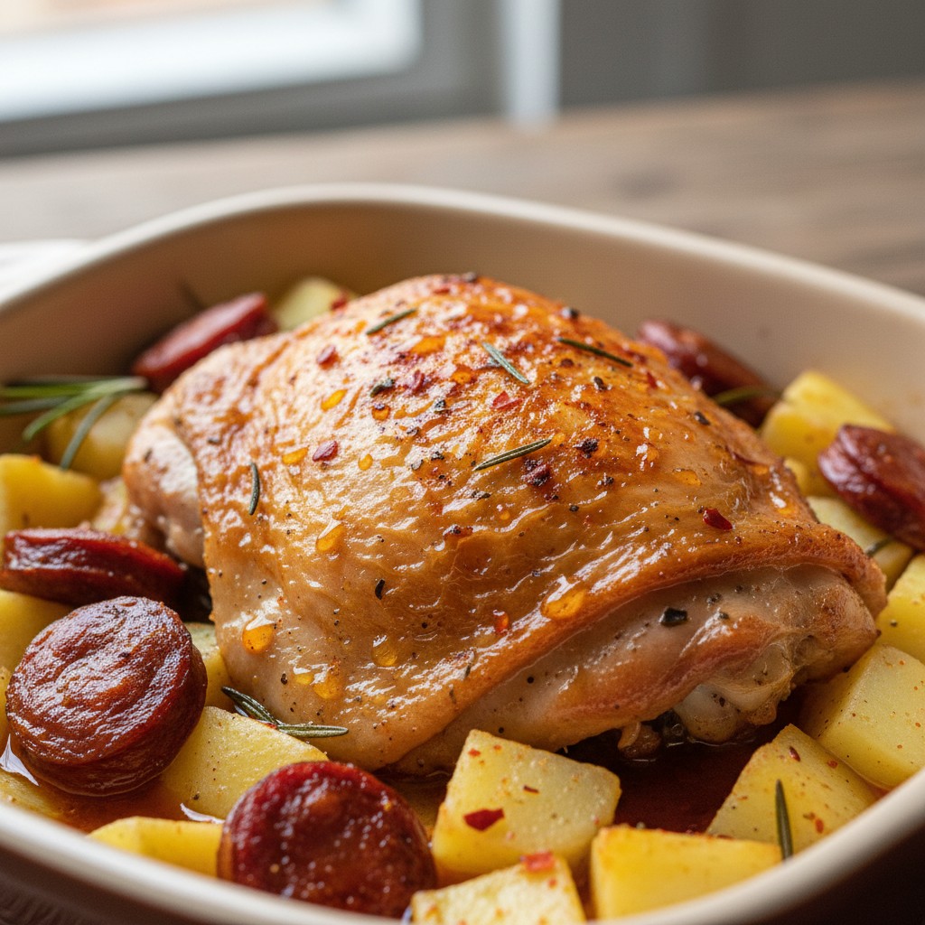 My Spanish Chicken with Chorizo and Potatoes close-up