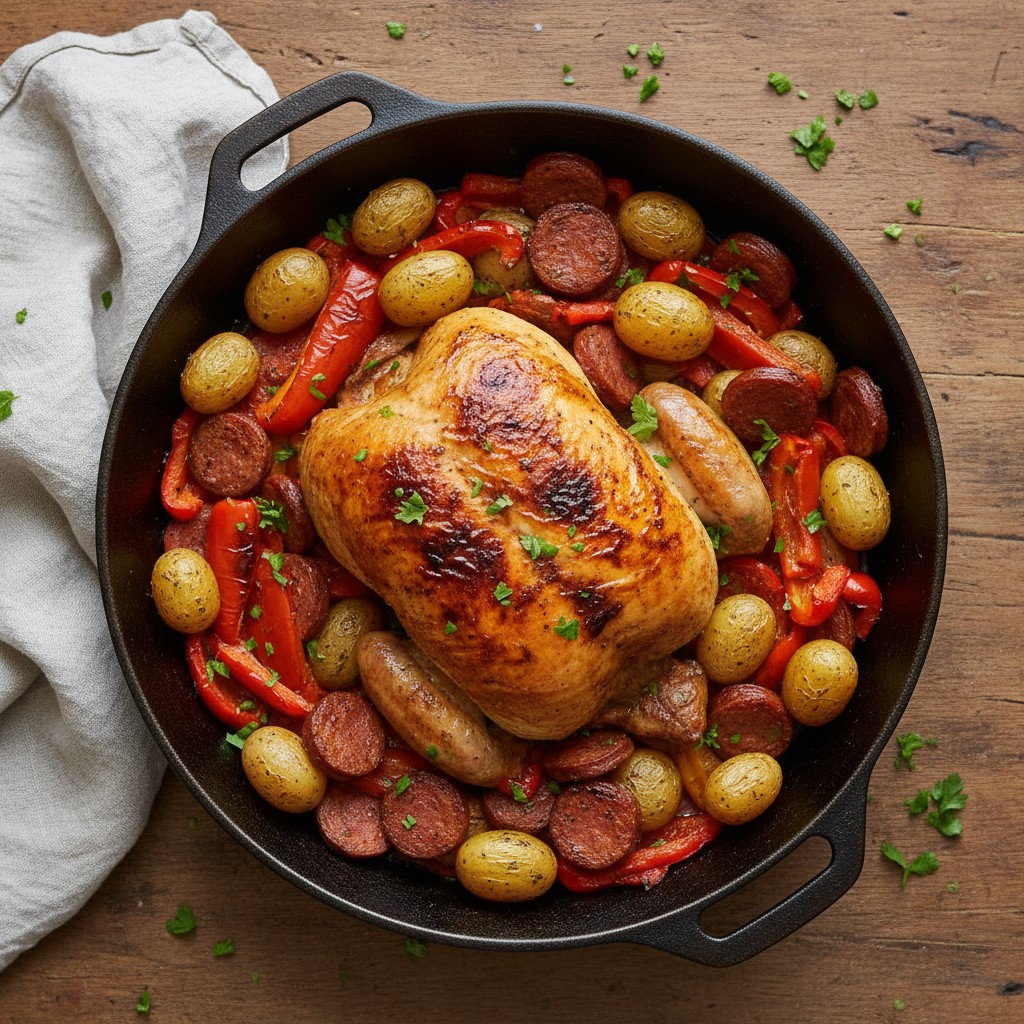 My Spanish Chicken with Chorizo and Potatoes