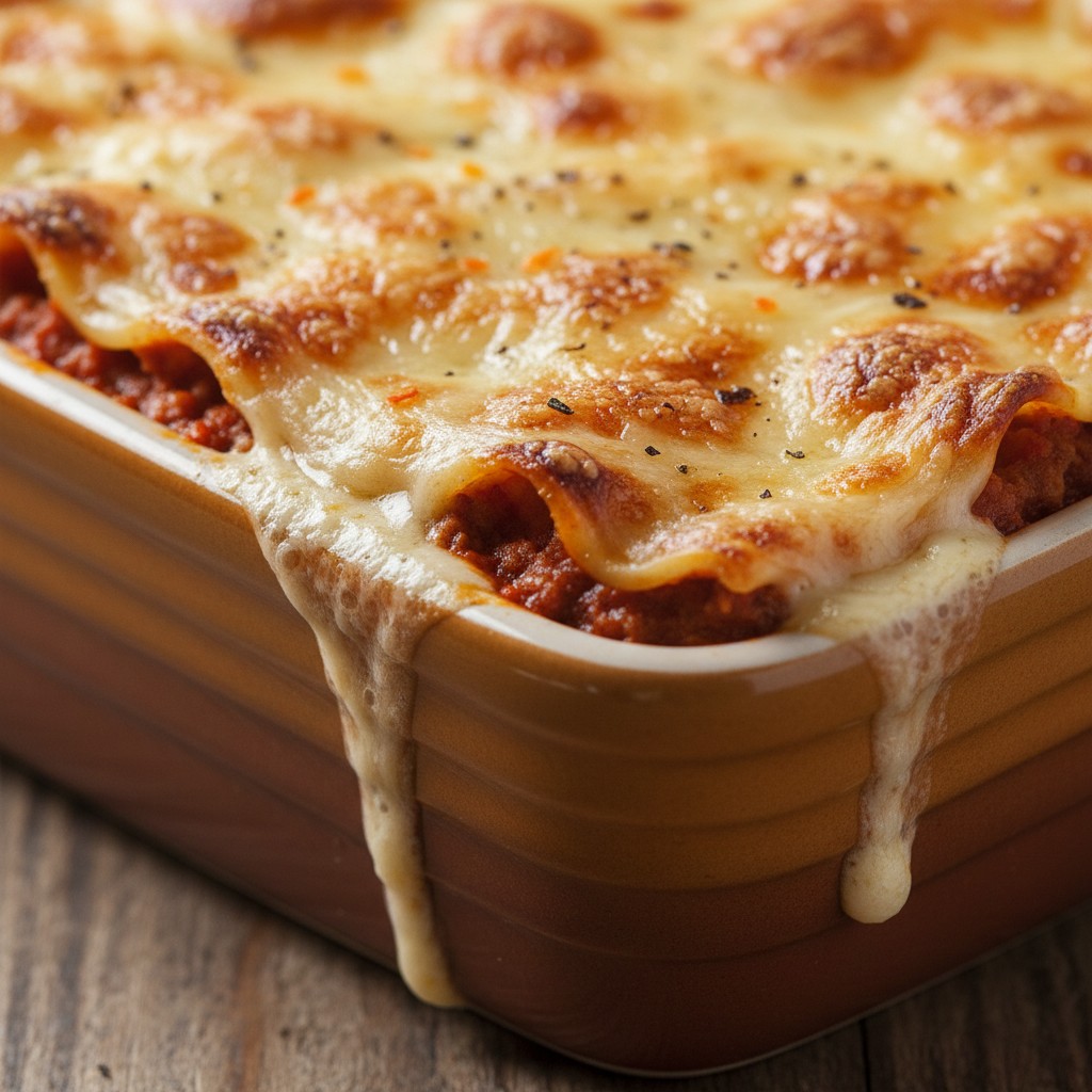 Classic White Sauce Lasagne al Forno close-up